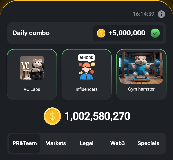 Hamster Kombat Daily Combo for September 9